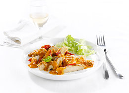 Kippenreepjes Toscaans met pasta